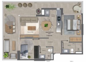 APARTAMENTO COM GARDEN - UNIDADE DE CANTO 004 - BLOCO A - 86,81 m2