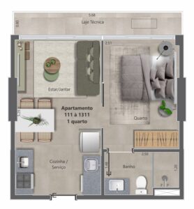 APARTAMENTO TIPO MEIO FINAIS 05 E 11 - BLOCO A - 37,19 m2