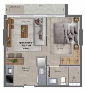 APARTAMENTO TIPO MEIO FINAIS 07 E 09 - BLOCO A - 35,37 m2